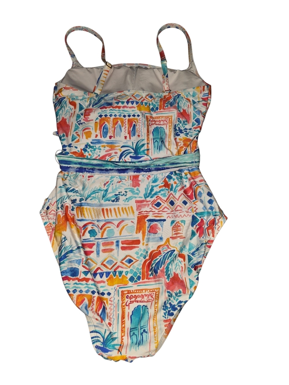 La Blanca Multicolor Printed One-Piece Swimsuit with Tie Waist - Picture 3 of 7